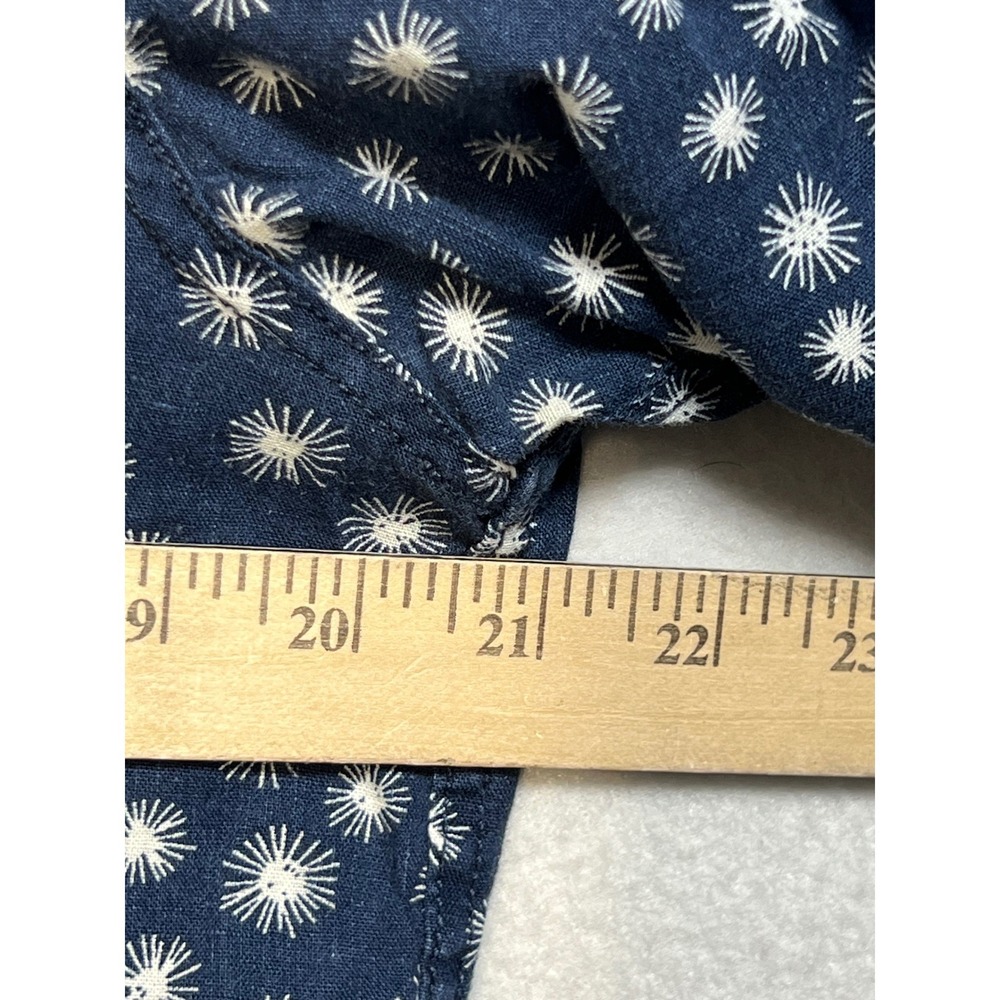 Thought Mens Navy Blue Hemp Organic Cotton Sunburst Print Long Sleeve Shirt S - Picture 6 of 13